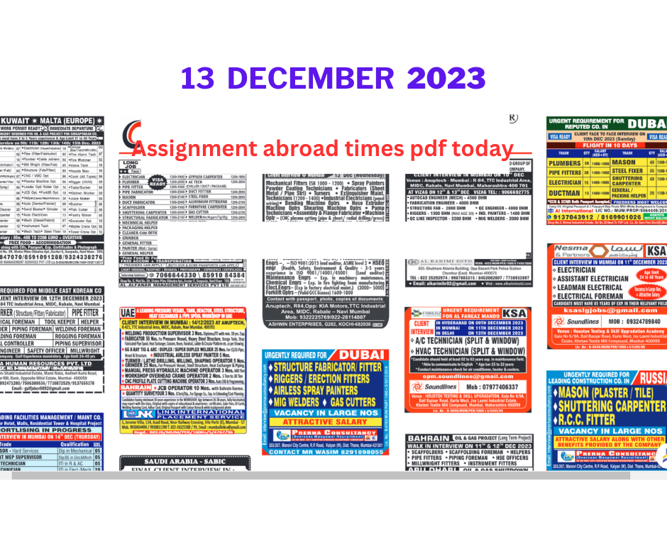 Assignment abroad times pdf today 23 dec 2023