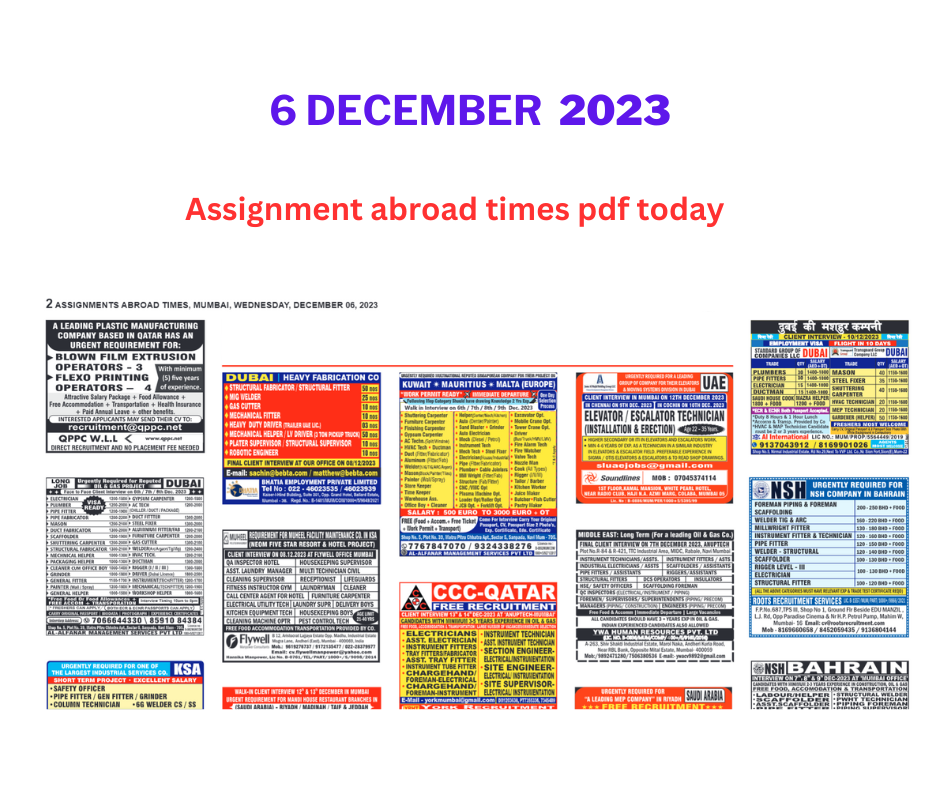 Assignment abroad times pdf today 6 dec 2023