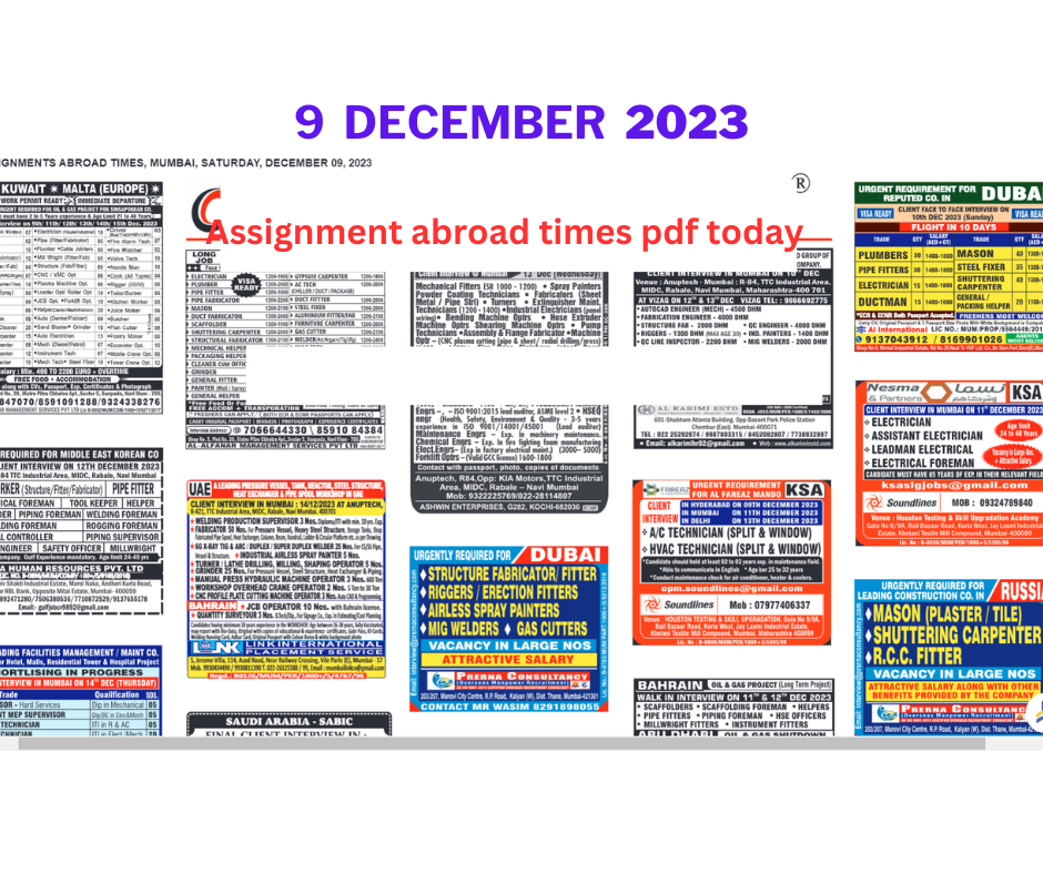 Assignment abroad times pdf today 9 December