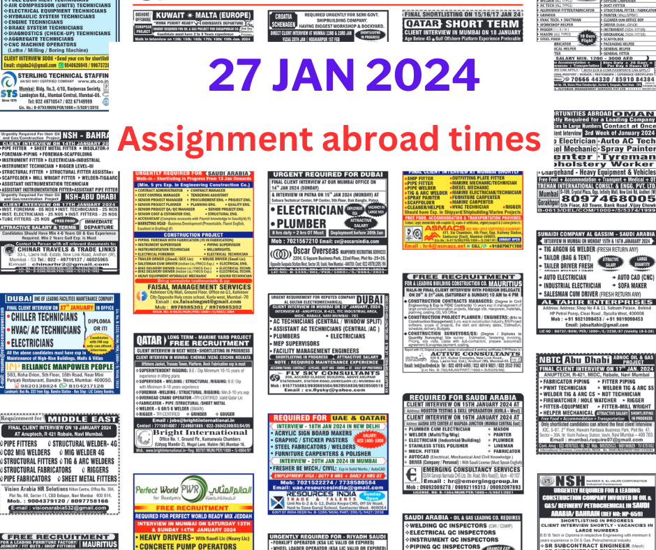 Assignment Abroad Times Today, Free PDF Download, 27 Jan 2024