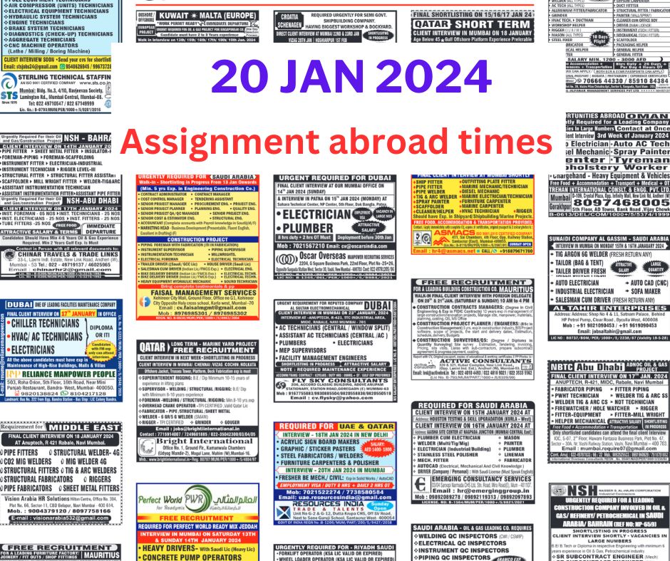 Assignment Abroad Times Today, Free PDF Download, 20 Jan 2024