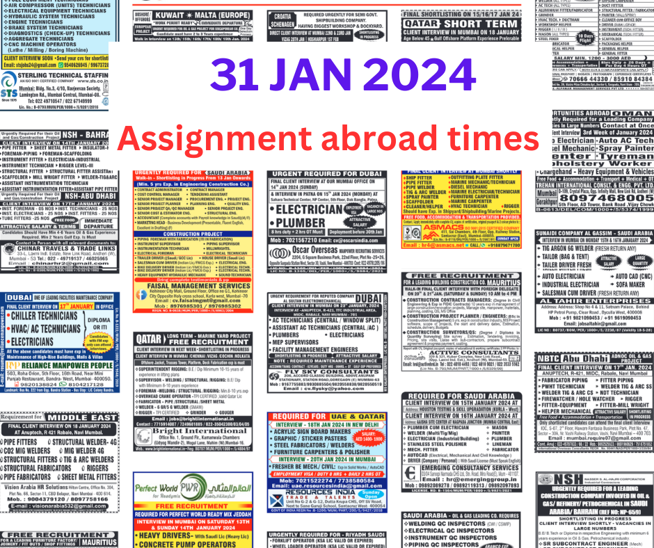 Assignment Abroad Times Today, Free PDF Download, 31 Jan 2024