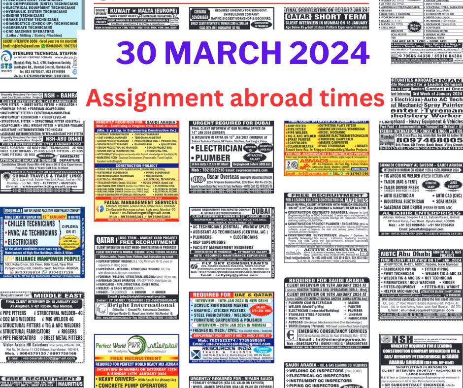 Assignment Abroad Times Today, Free PDF Download, 30 March 2024