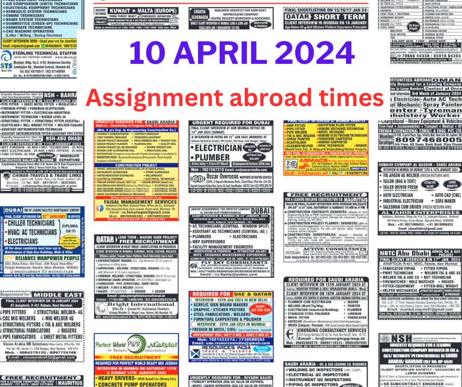 Assignment Abroad Times pdf today - 10 April 2024