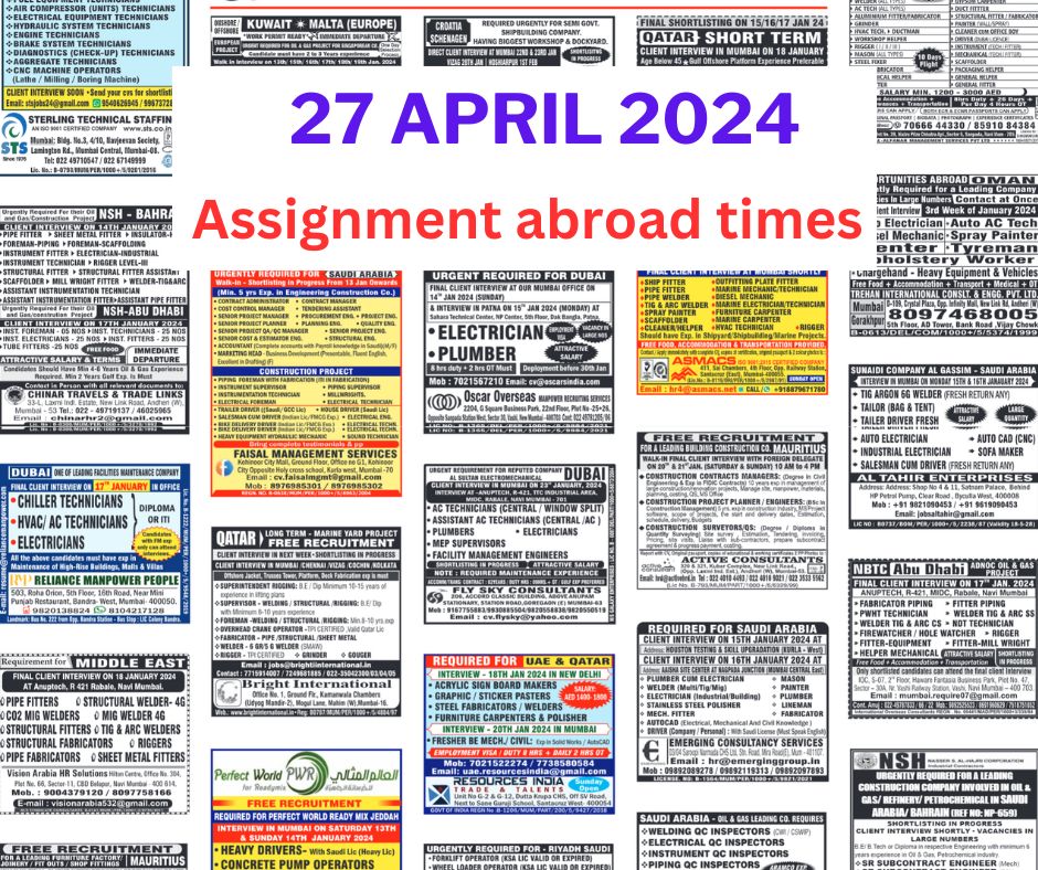 Assignment Abroad Times pdf today - 27 April 2024
