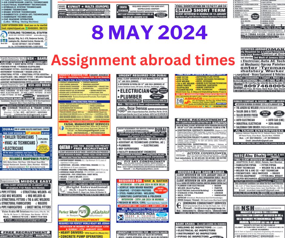 Assignment Abroad Times pdf today - 8 May 2024