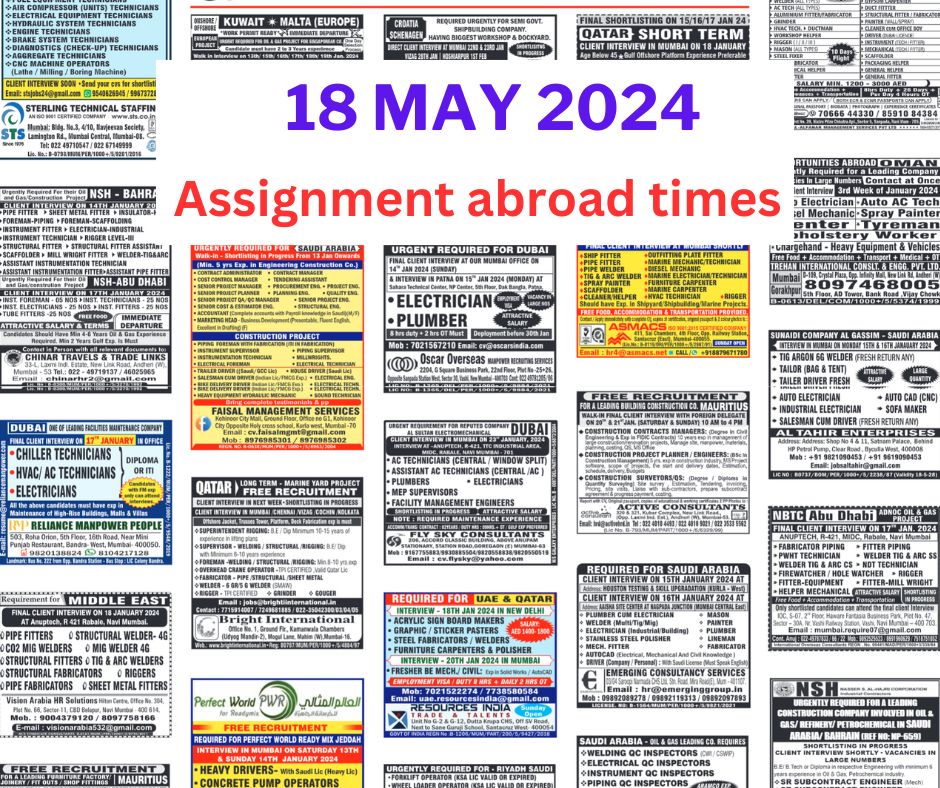 Assignment Abroad Times pdf today - 18 May 2024