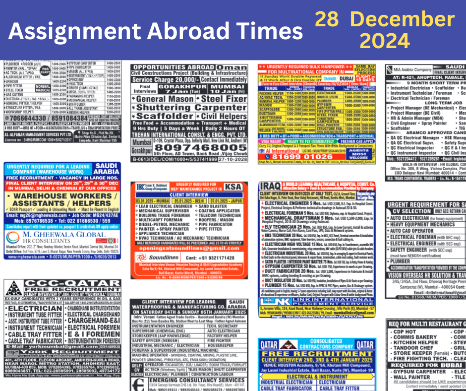 Assignment abroad times pdf today 28 December 2024