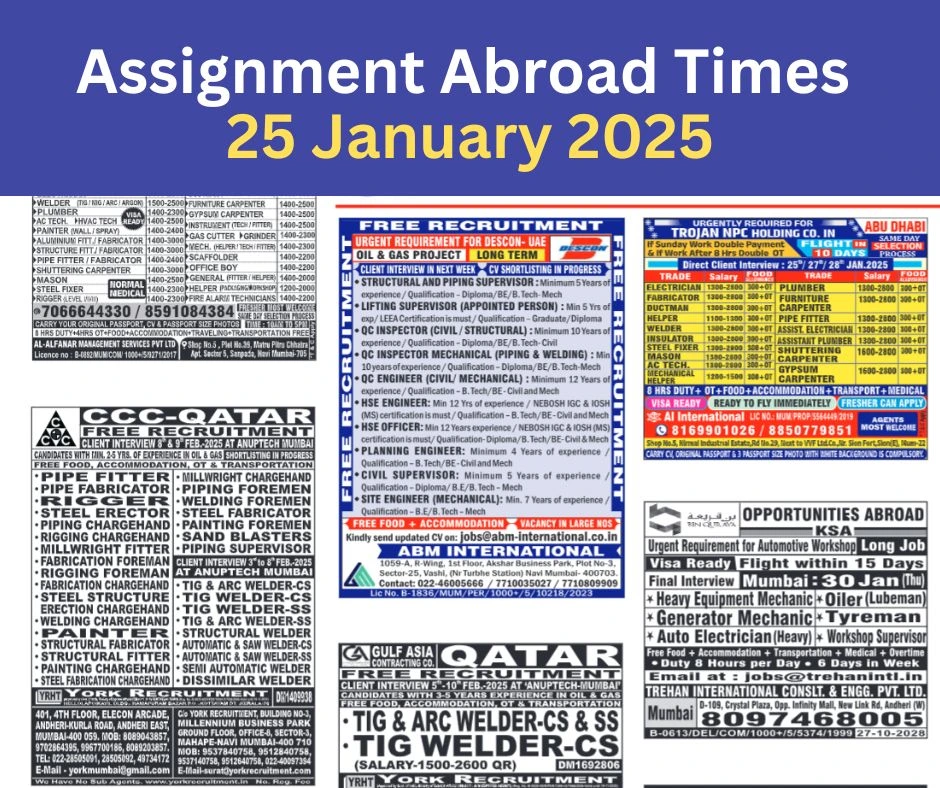 Assignments Abroad Times PDF Today - 25 January 2025