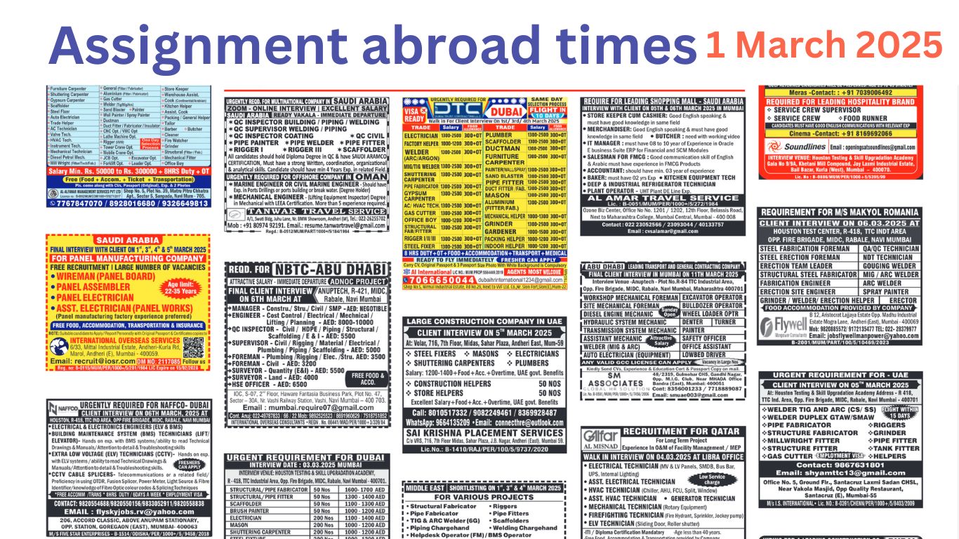 Assignment abroad times today 1 March 2025