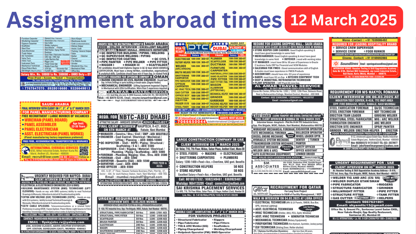 Assignment abroad times today 12 march