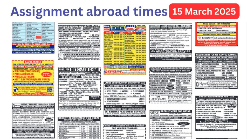 Assignment abroad times today