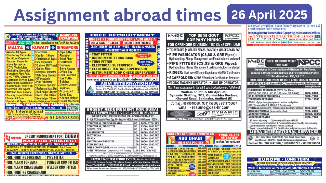 Assignment abroad times today 26 april