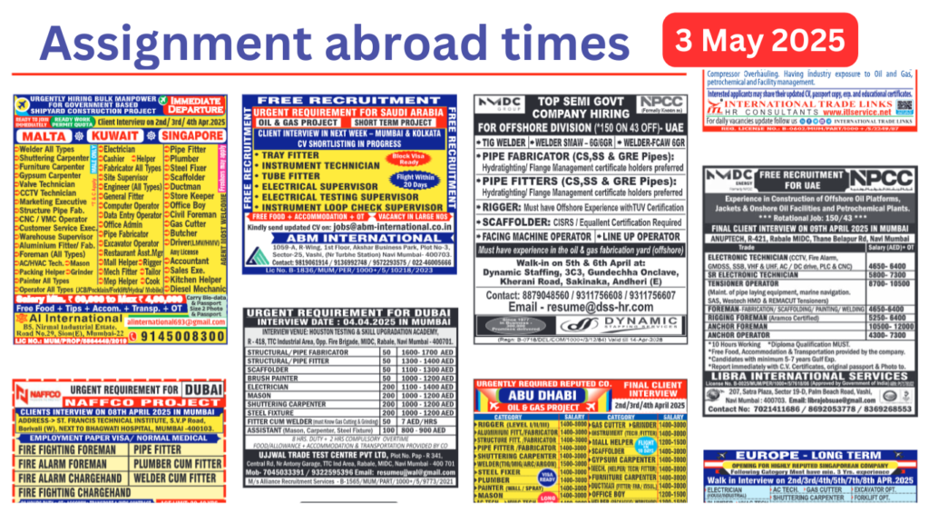 Assignment abroad times today 3 may
