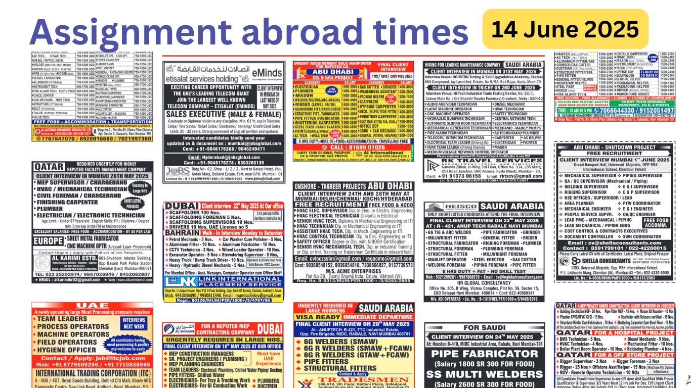 Assignment abroad times today 14 june 2025
