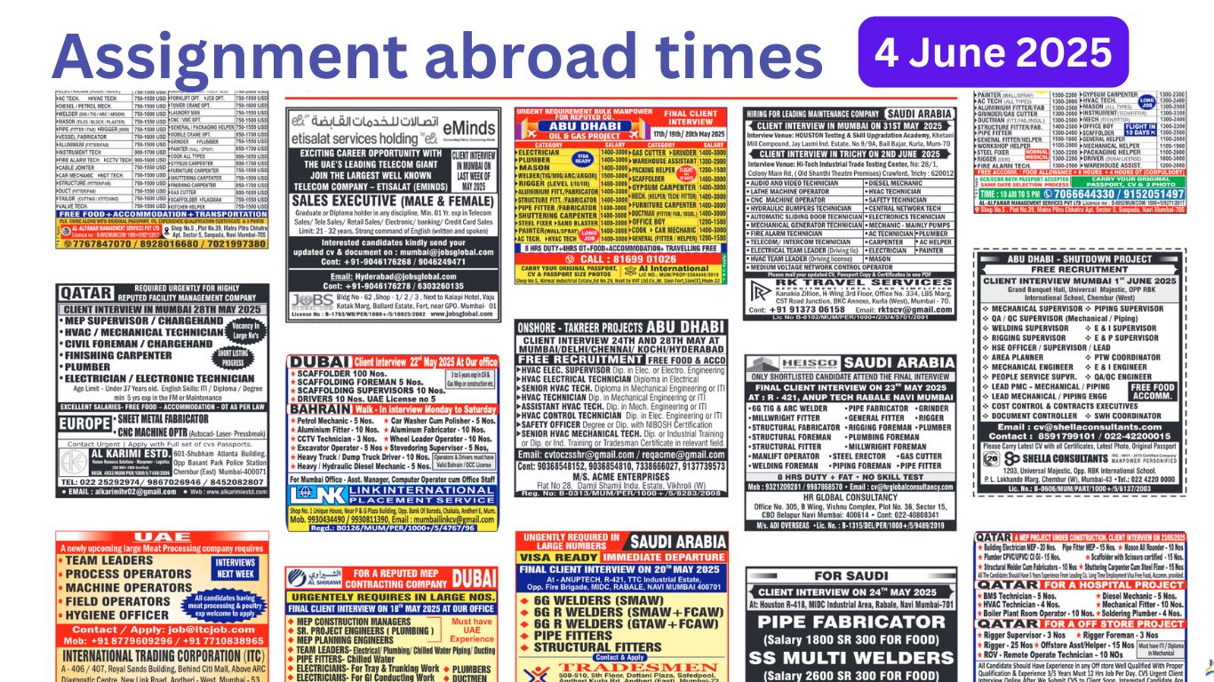 Assignment abroad times today 4 june 2025