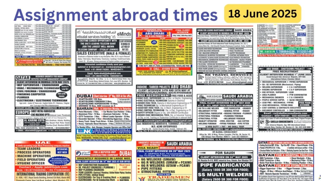 Assignments Abroad Times PDF Today, 18th June 2025