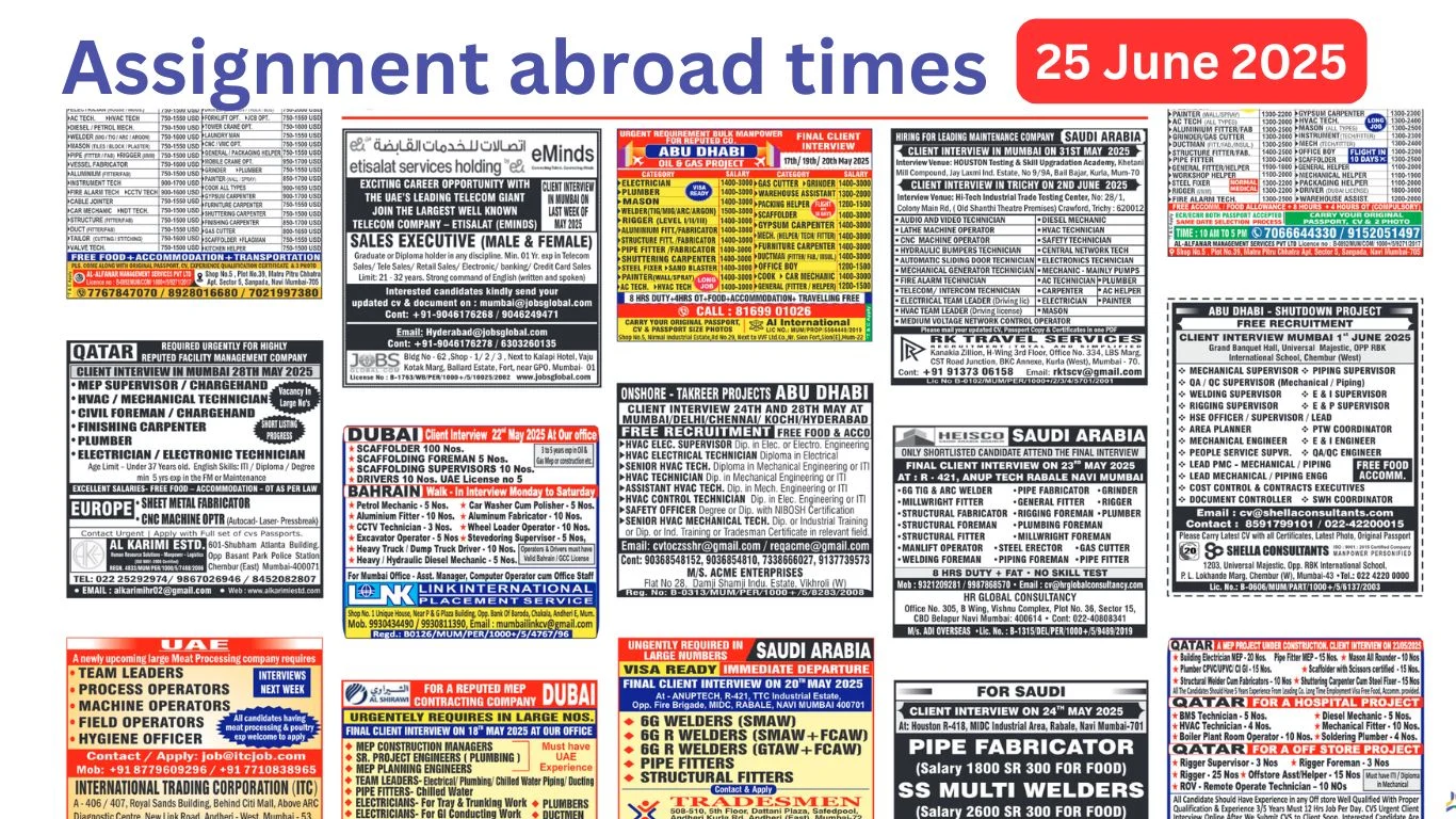 Assignments Abroad Times PDF Today, 25 June 2025