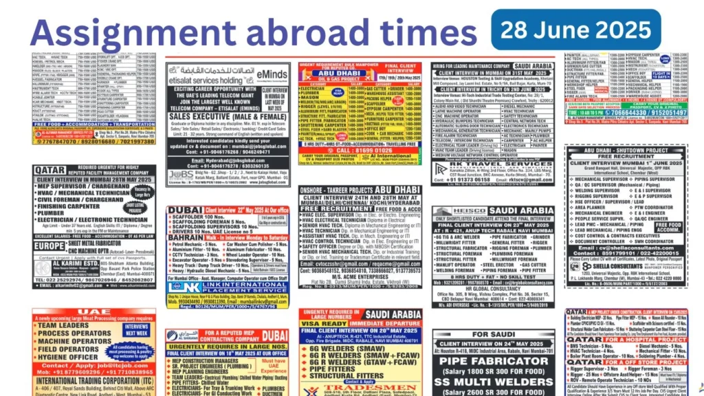 Assignments Abroad Times PDF Today, 28 June 2025