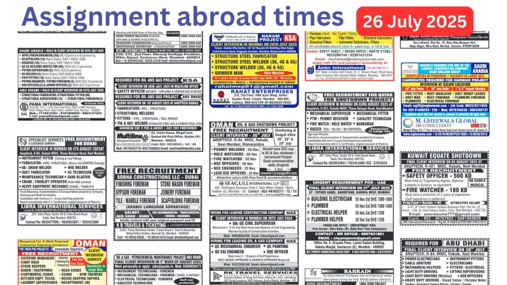 Assignments Abroad Times PDF Today, 26 july 2025