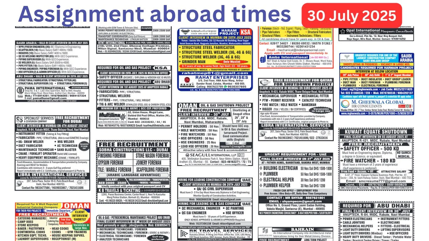 Assignments Abroad Times PDF Today, 30 july 2025