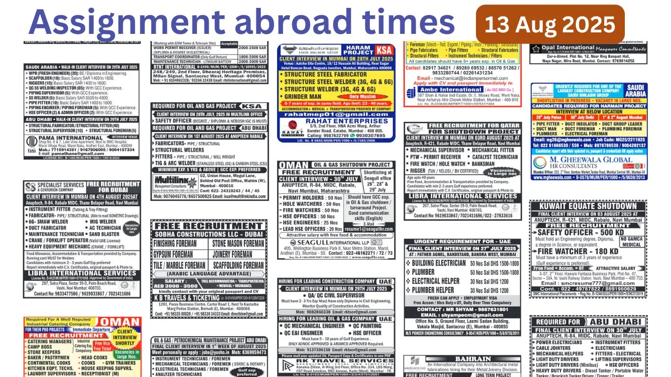Assignments Abroad Times PDF Today, 13 Aug 2025
