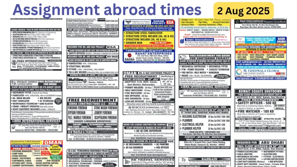 Assignments Abroad Times PDF Today, 2 Aug 2025