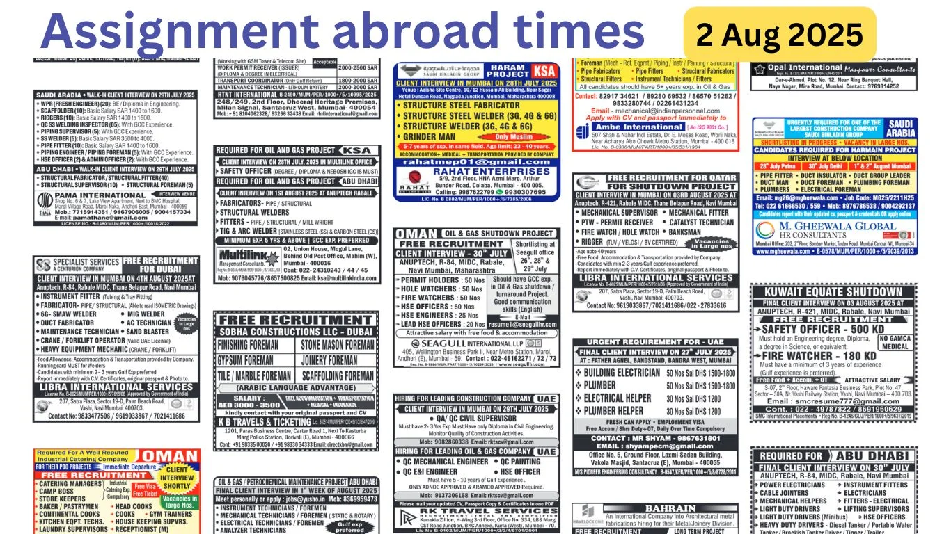 Assignments Abroad Times PDF Today, 2 Aug 2025