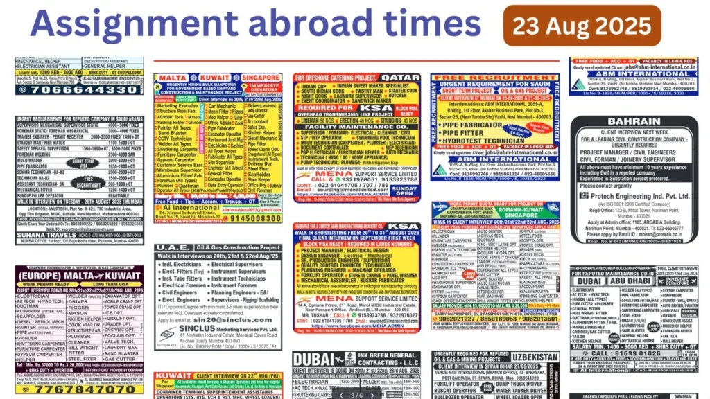 Assignments Abroad Times PDF Today, 23 Aug 2025