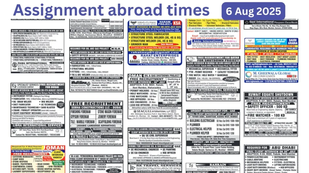 Assignments Abroad Times PDF Today, 6 Aug 2025