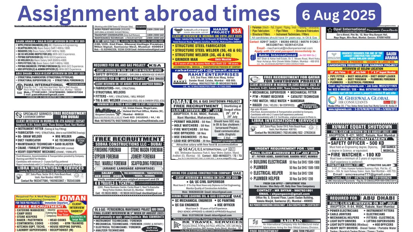 Assignments Abroad Times PDF Today, 6 Aug 2025