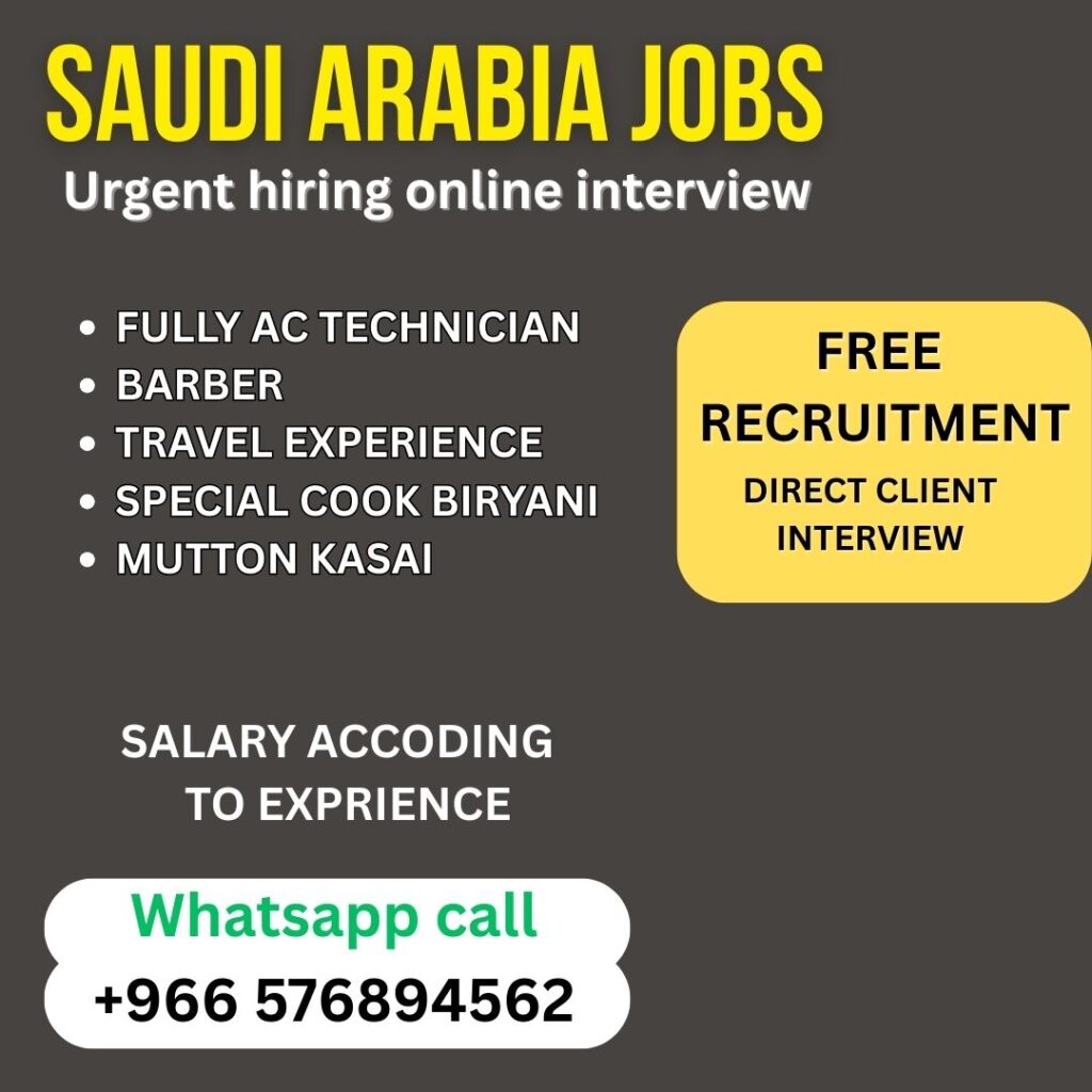 Free Recruitment for Saudi Arabia, Direct Interview with company
