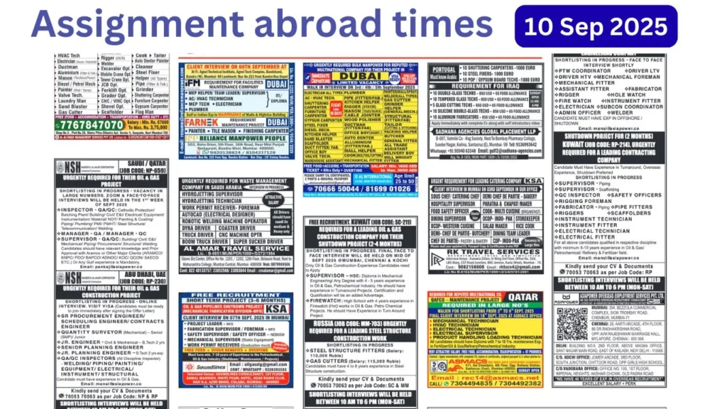 Assignments Abroad Times PDF Today, 10 Sep 2025