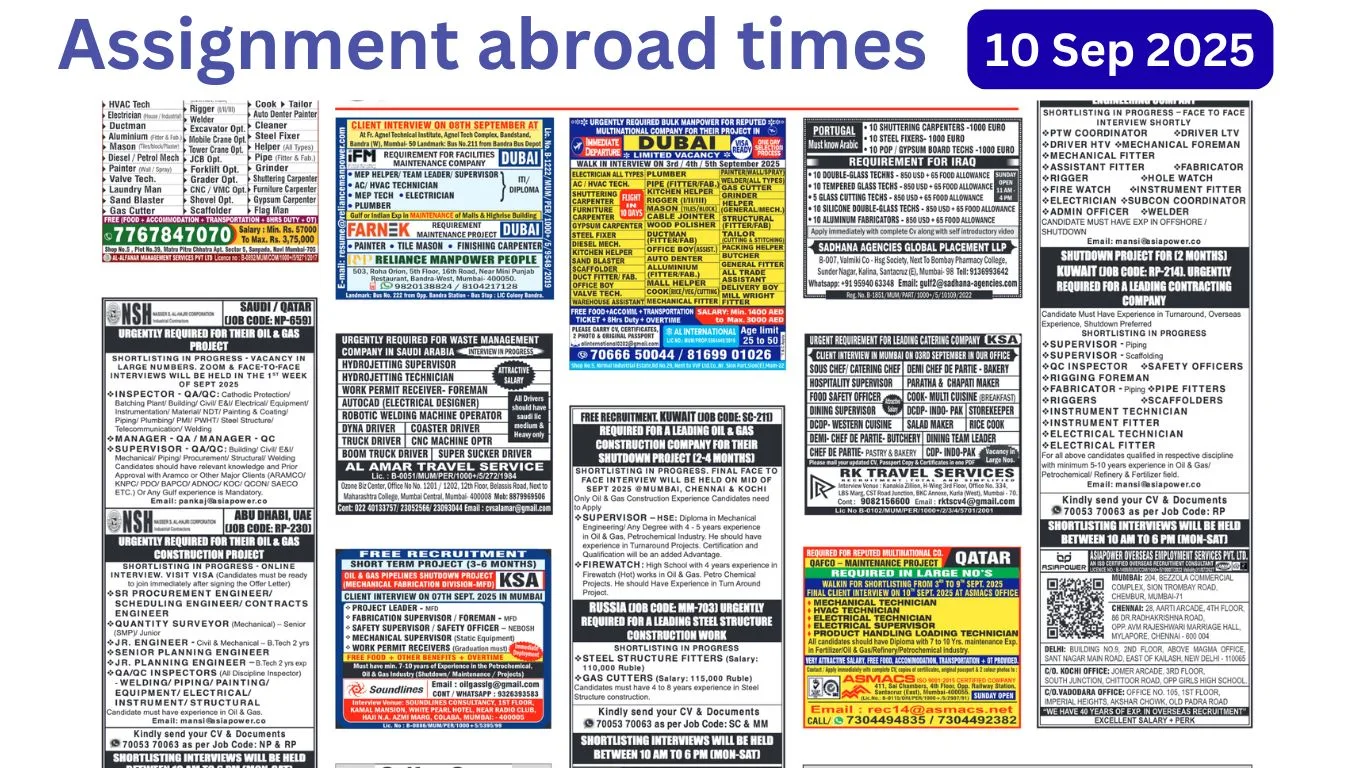 Assignments Abroad Times PDF Today, 10 Sep 2025