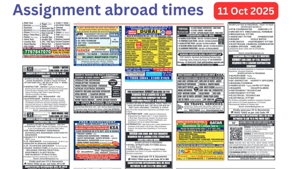 Assignments Abroad Times PDF Today, 11 oct 2025