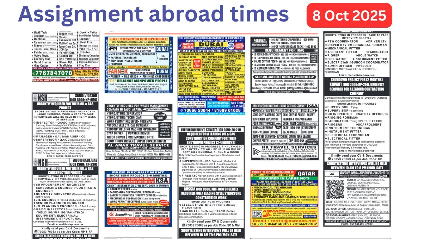 Assignments Abroad Times PDF Today, 8 oct 2025