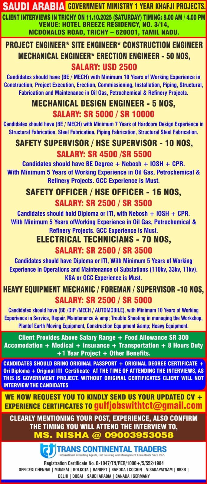 saudi arabia jobs interview in trichy