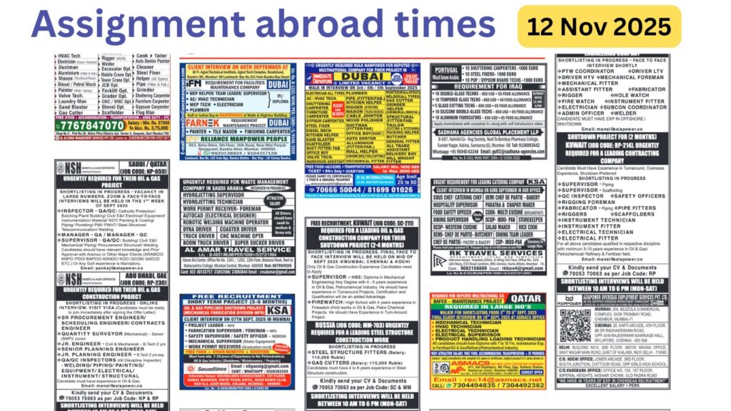 Assignments Abroad Times PDF Today, 12 nov 2025