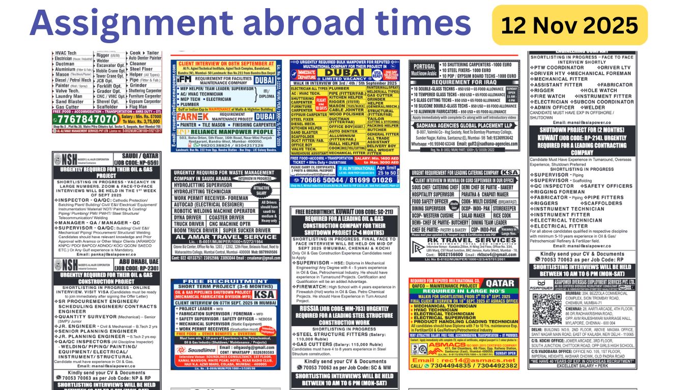 Assignments Abroad Times PDF Today, 12 nov 2025