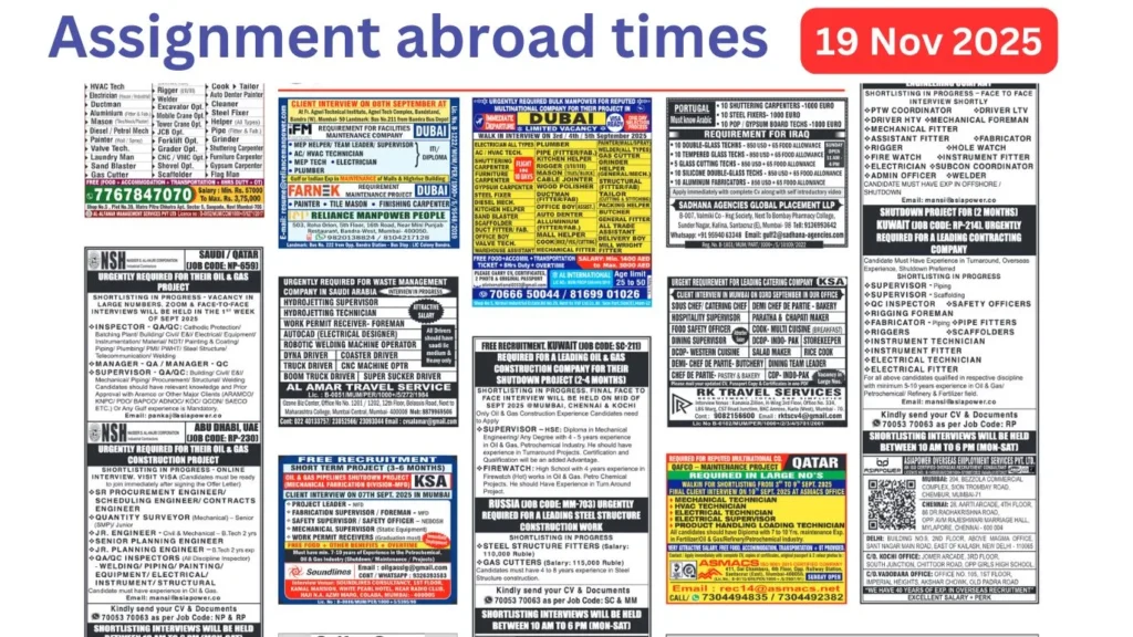 Assignments Abroad Times PDF Today, 19 nov 2025