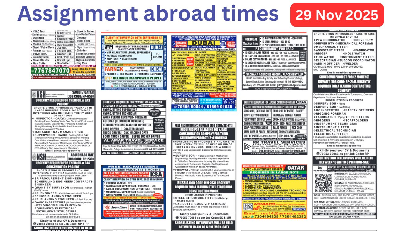 Assignments Abroad Times PDF Today, 29 nov 2025