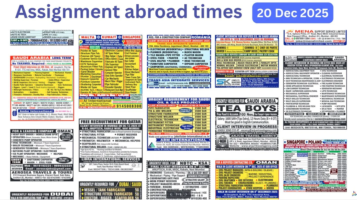 Assignments Abroad Times PDF Today, 20 December 2025