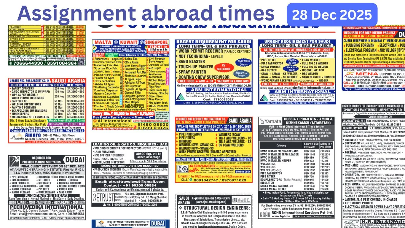 Assignments Abroad Times PDF Today, 27 Dec 2025