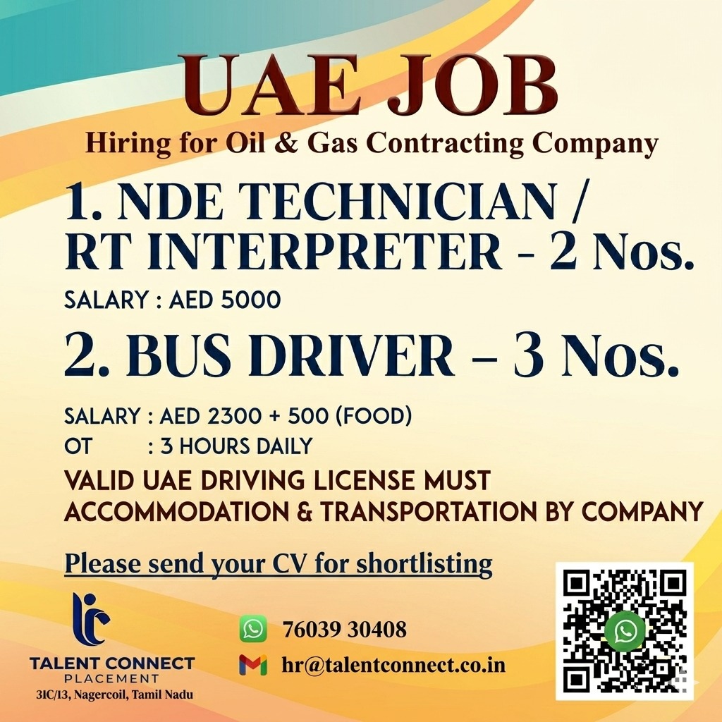 UAE Job Vacancies – Oil & Gas Contracting Company