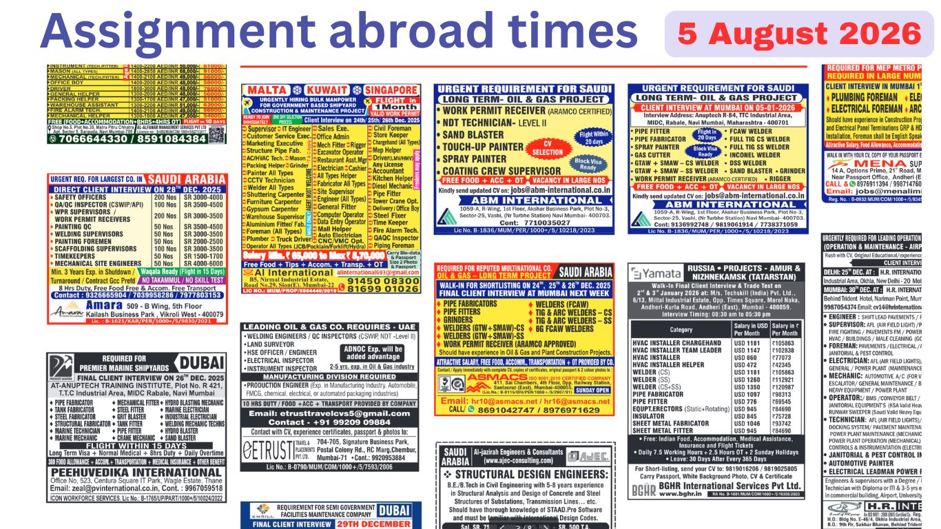 Assignments Abroad Times PDF Today, 8 August 2026