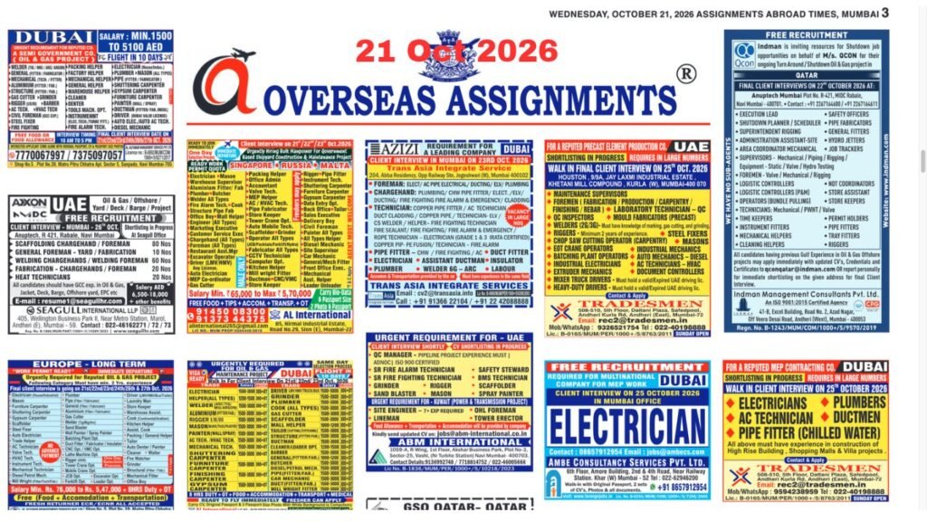 Assignments Abroad Times PDF Today, 21 oct 2026